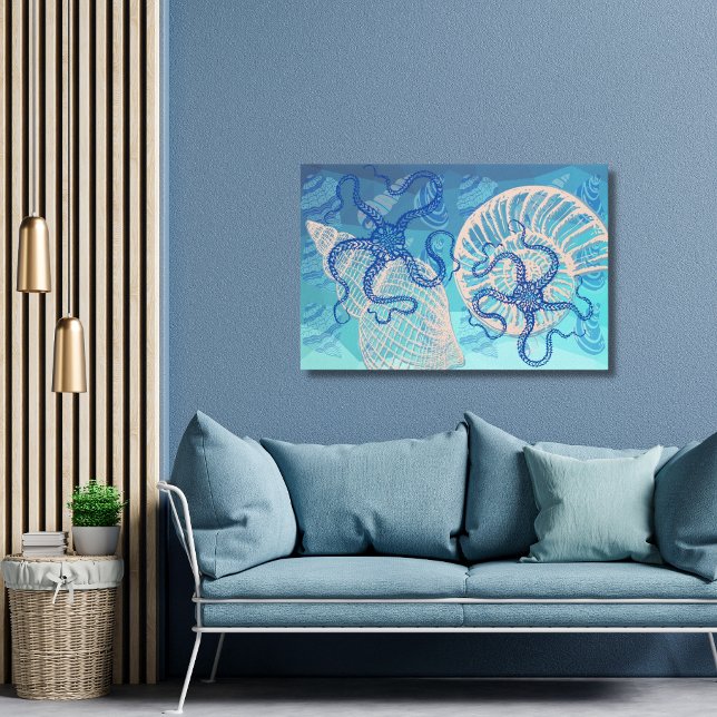Abstract Deep Blue Sea Print on Canvas 36"x24" (Creator Uploaded)