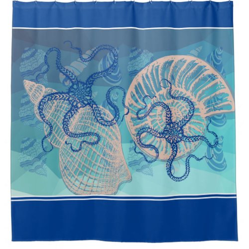 Abstract Deep Blue Sea Print Shower Curtain