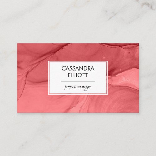 Abstract Deep Red Unique Alcohol Ink Liquid Art Business Card