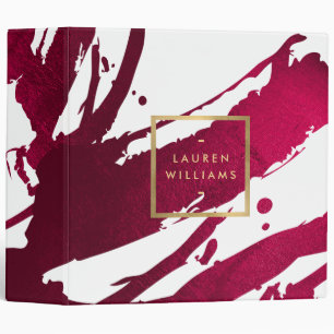 Abstract Deep Ruby Red Brushstrokes 3 Ring Binder