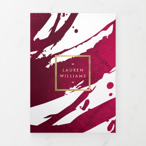 Abstract Deep Ruby Red Brushstrokes Brochure