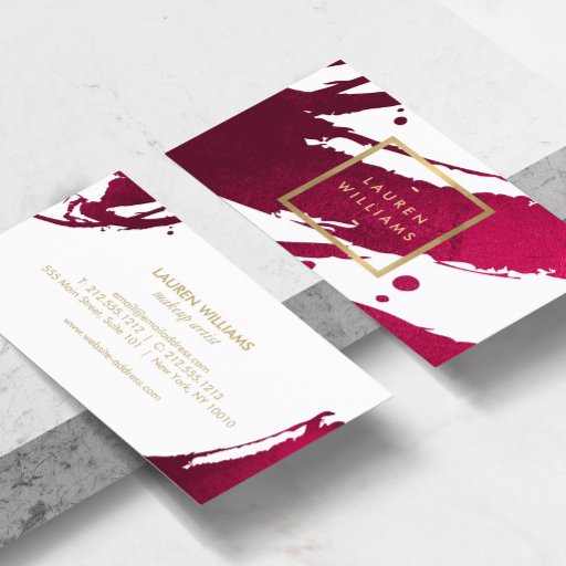Customizable Abstract Deep Ruby Red Brushstrokes Business Card