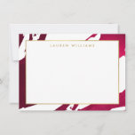 Abstract Deep Ruby Red Brushstrokes Flat Notecard