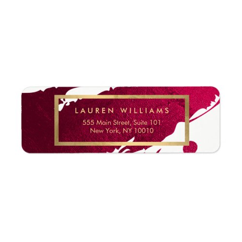 Abstract Deep Ruby Red Brushstrokes Label