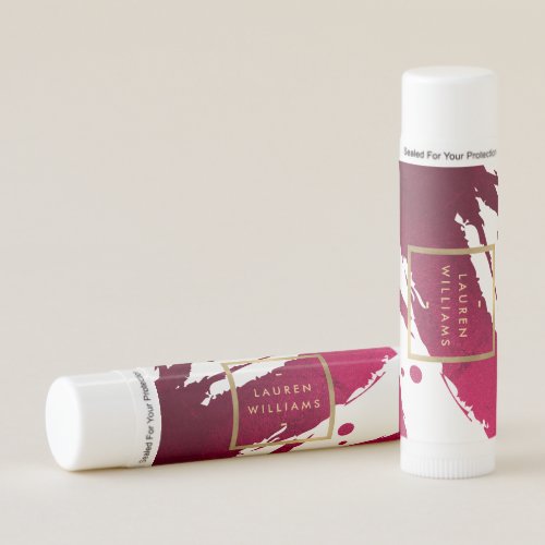 Abstract Deep Ruby Red Brushstrokes Lip Balm
