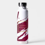 Abstract Deep Ruby Red Brushstrokes Water Bottle<br><div class="desc">Deep,  ruby red painted brushstrokes create an abstract backdrop on this personalized water bottle. Art and design © 1201AM Design Studio | www.1201am.com</div>