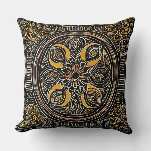 Abstract Delight Linocut Drawing with Karla Gerar Throw Pillow
