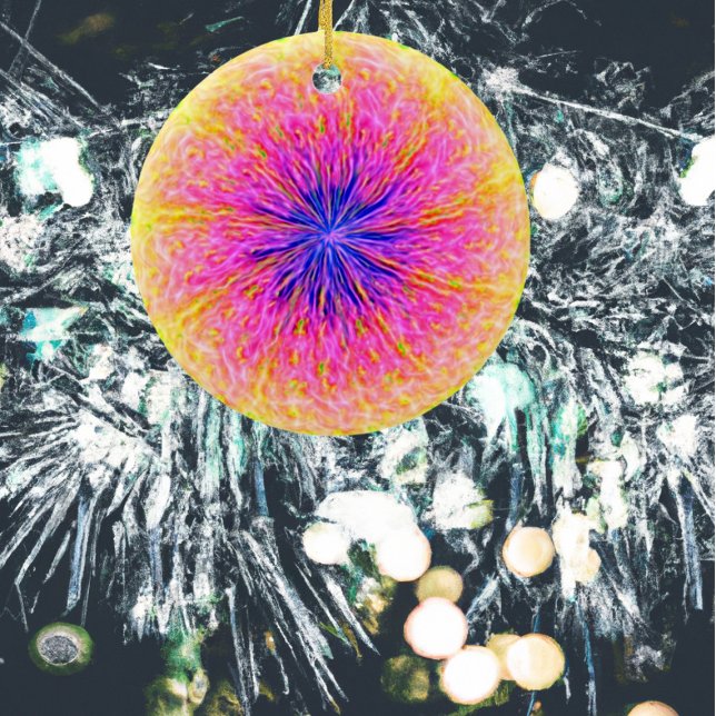 Abstract Delight Pink and Orange Ceramic Ornament (Creator Uploaded)