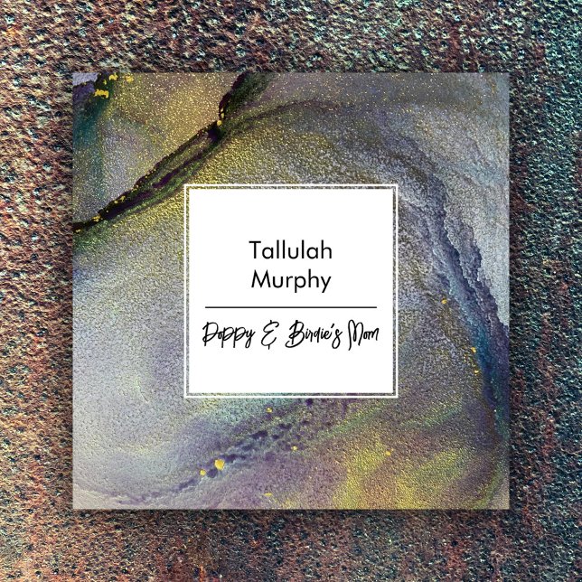 Abstract Denim Blue & Gold Liquid Art Mom Card (Creator Uploaded)