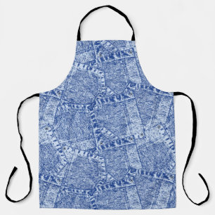 Abstract Denim Pockets Patchwork Seamless Pattern Apron