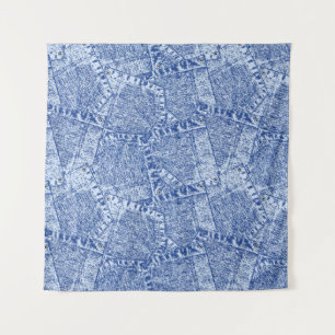 Abstract Denim Pockets Patchwork Seamless Pattern Tapestry