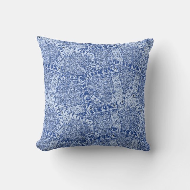 Abstract Denim Pockets Patchwork Seamless Pattern  Throw Pillow (Front)