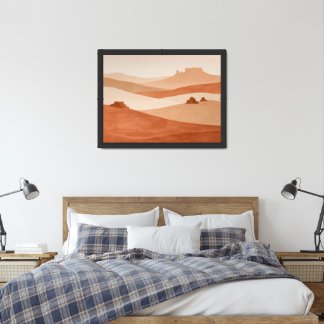 Abstract Desert Horizon a Warm Minimal Landscape Framed Art