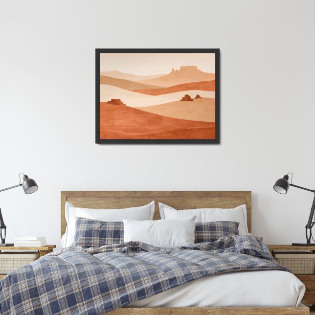 Abstract Desert Horizon a Warm Minimal Landscape Framed Art (Bedroom)