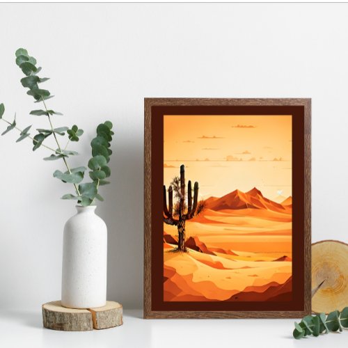 Abstract desert landscape vintage western retro canvas print