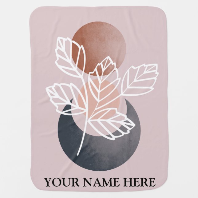 Abstract Desert Leaf Stone Landscape Personalized  Baby Blanket (Front)