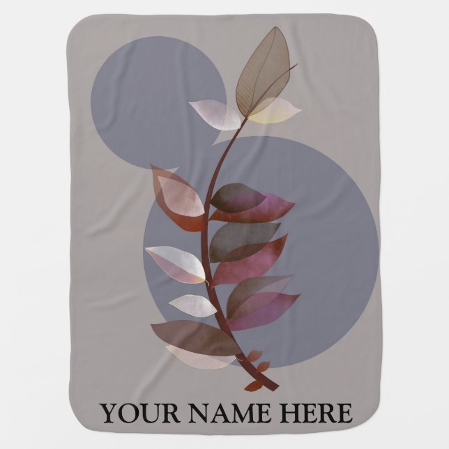 Abstract Desert Leaf Stone Landscape Personalized Baby Blanket (Front)