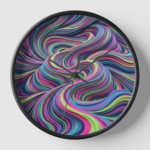 Abstract Desert Ripple Neon Vibrant Art Clocks