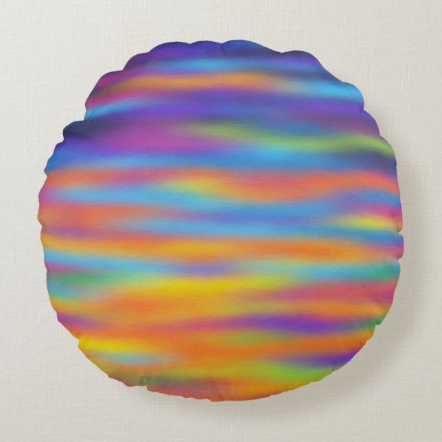 Abstract Desert Sunset Sky Artwork Round Pillow (Front)