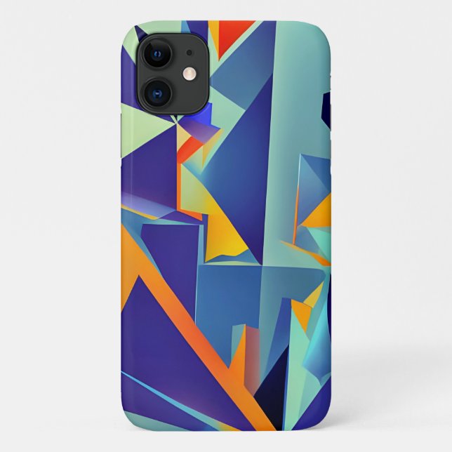 Abstract Design 290 Cubism Blue Orange Case-Mate iPhone Case (Back)