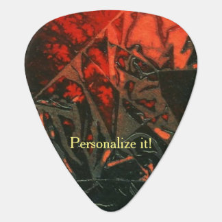 Abstract design black on red, lava, fire guitar pick