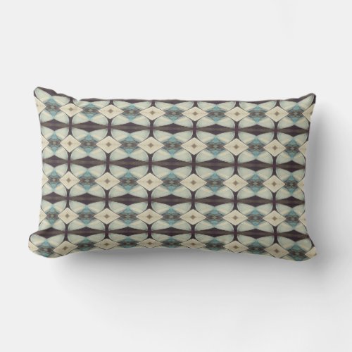 Abstract Design Brown Teal Outdoor Lumbar Pillow