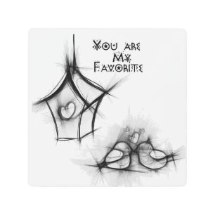 abstract design featuring flowing heart shapes metal print