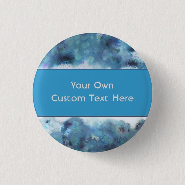 Abstract Design in Blue and Teal. Button (Front)