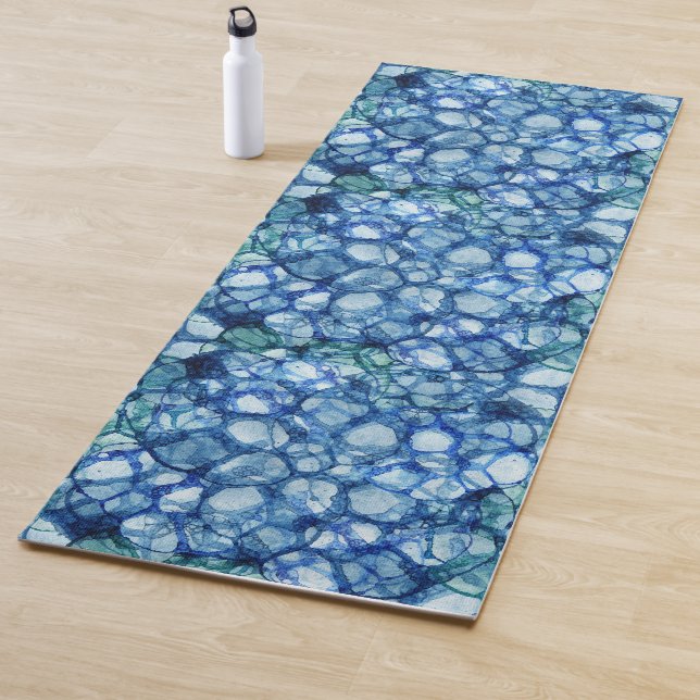 Abstract design in blue and white and black and wh yoga mat (In Situ)