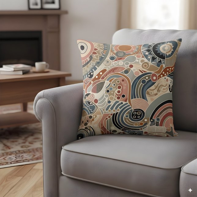 Abstract design in Bohemian colours Throw Pillow (Creator Uploaded)