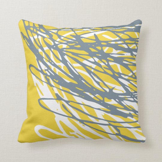 Abstract design in gray and yellow throw pillow | Zazzle.com