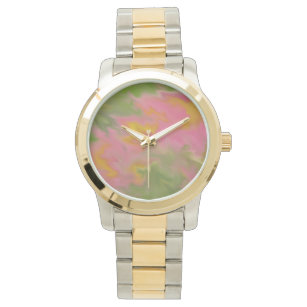 ABSTRACT DESIGN IN PINKS, YELLOWS &GREENS WATCH