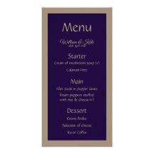 Abstract design in purple/gold Wedding Menu card