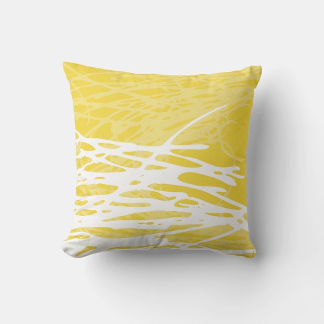 Abstract design in white and yellow throw pillow (Front)