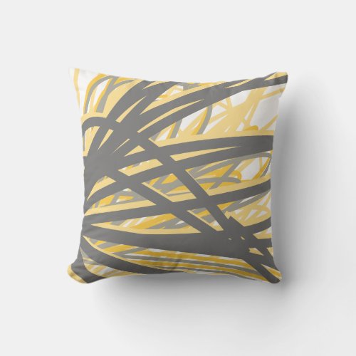 Abstract Design in Yellow  Gray Reversible Throw Pillow
