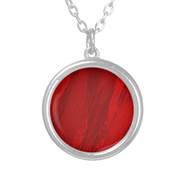 Abstract design, modern art red and black silver plated necklace (Front)