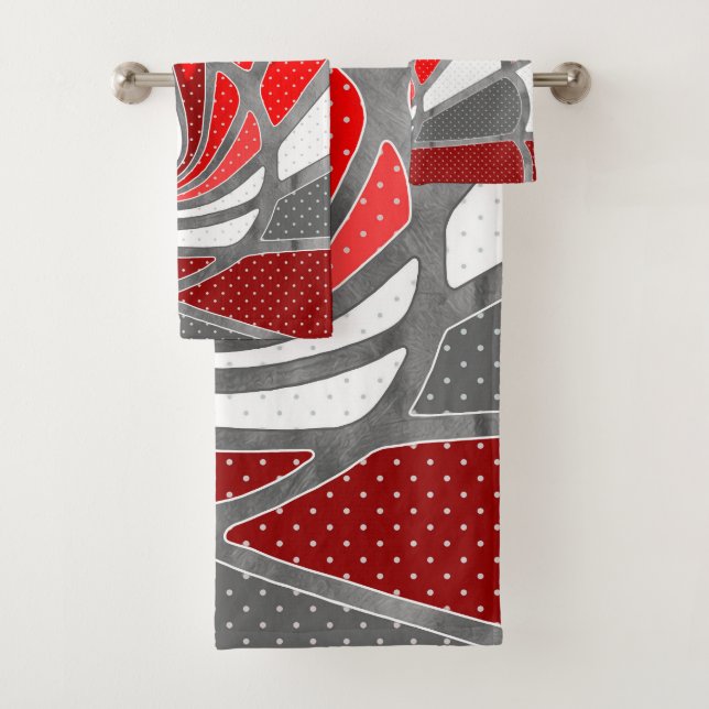 Abstract design, modern painting, spiral shapes bath towel set (Insitu)