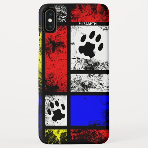 Abstract Design Mondrian Inspired With Cat Paws iPhone XS Max Case