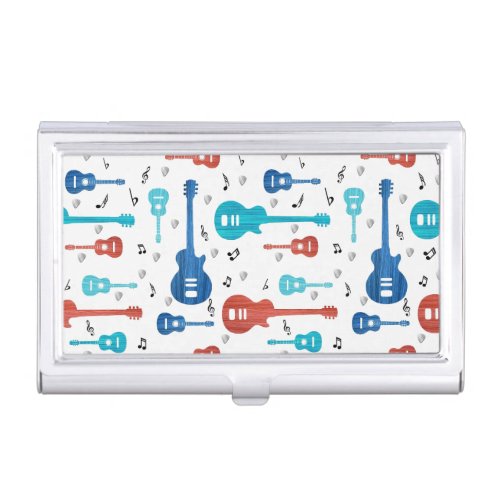 Abstract Design Multicolor Guitars Music Notes  Business Card Case