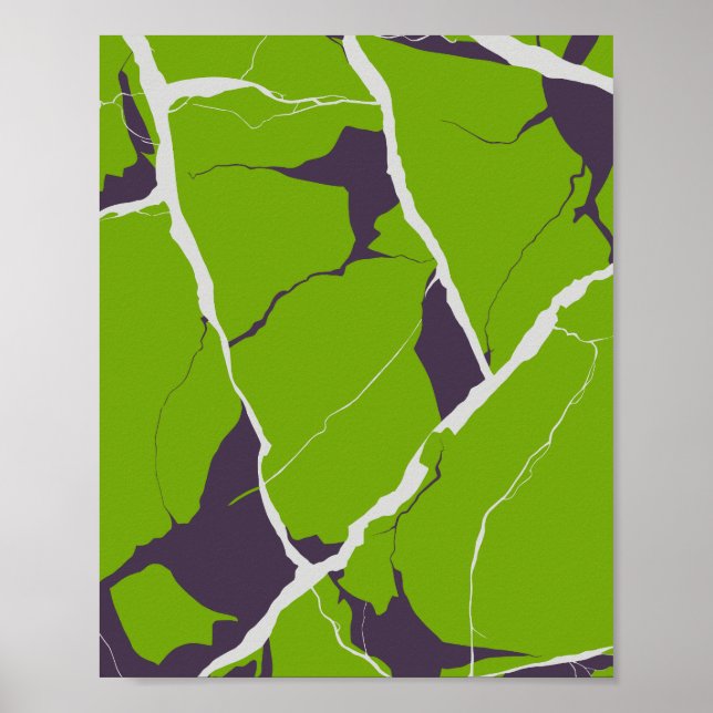 Abstract Design of a Fractured Green Surface Poster (Front)