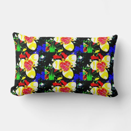 abstract design of bright and colorful flowers lumbar pillow