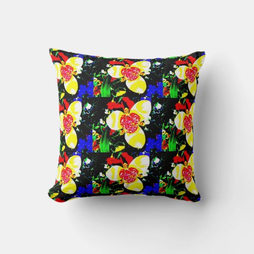 abstract design of bright and colorful flowers throw pillow