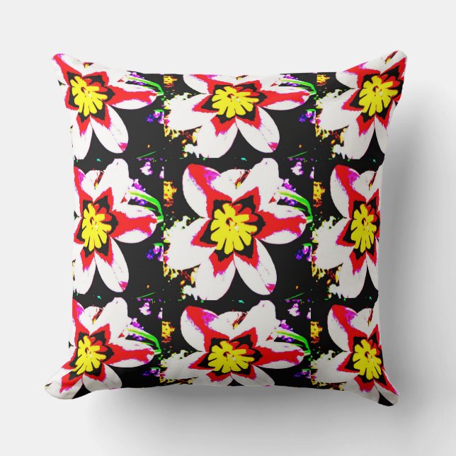 abstract design of bright and colorful flowers throw pillow (Front)