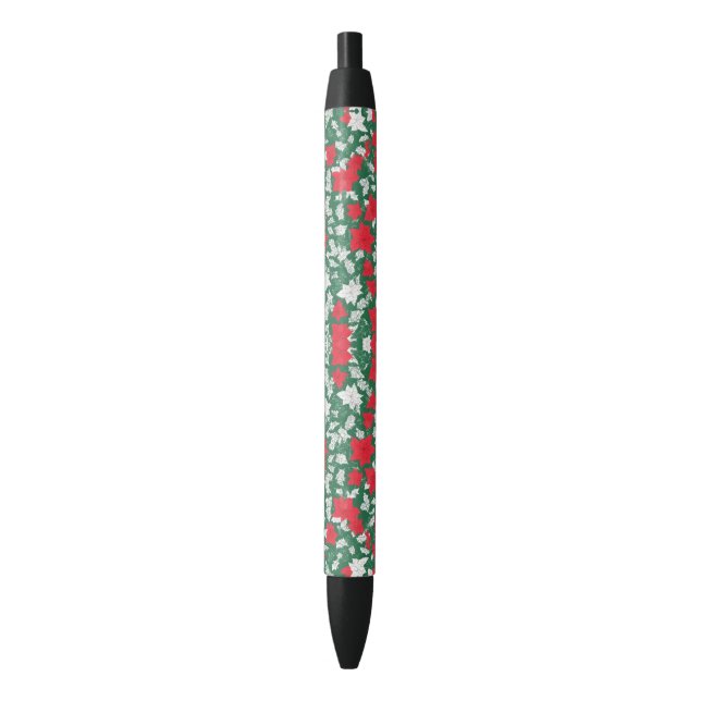 Abstract design of poinsettia and Christmas roses Pen (Front Vertical)