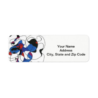 Abstract design return address label, black white label