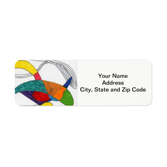 Abstract design return address label, boomerangs. label (Front)