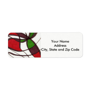 Abstract design return address label, flying fish. label