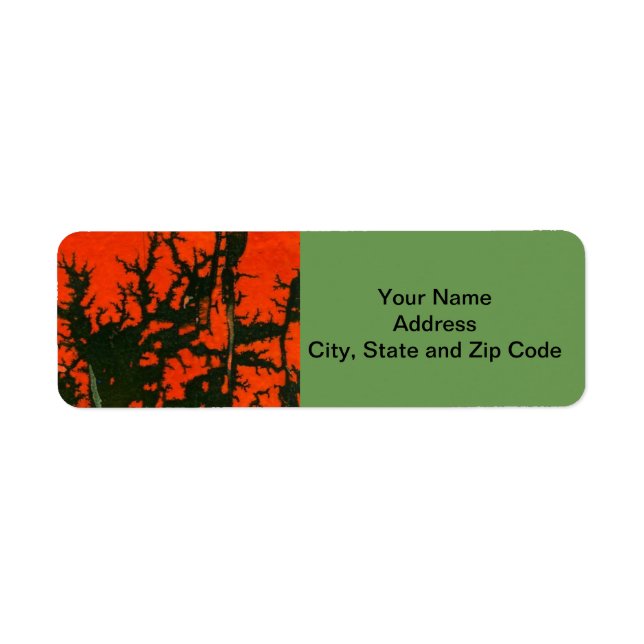 Abstract design return address label, swamp fire. label (Front)