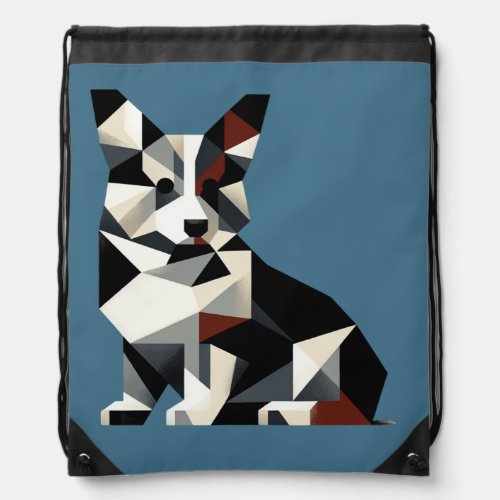 Abstract Design Tricolor Corgi Drawstring Backpack