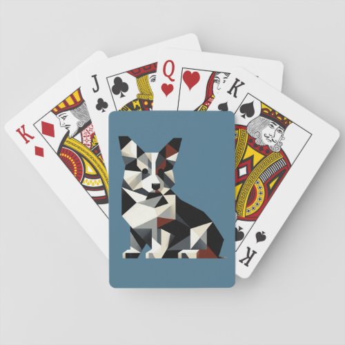 Abstract Design Tricolor Corgi Poker Cards